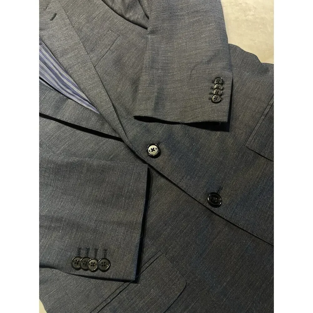 BR Banana Republic Marlane 40L 35x31 Slim Slate Blue Suit Wool Cotton